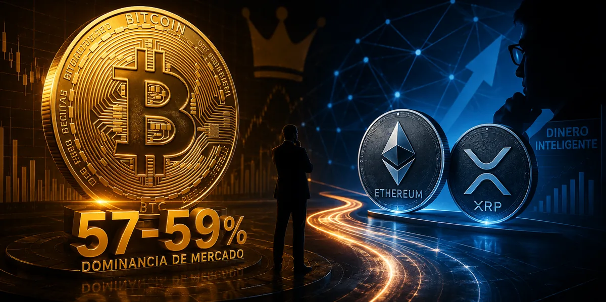 Opinión: Bitcoin domina el mercado con 57-59%, pero el dinero inteligente ya está mirando a Ethereum y XRP — lectura de un ciclo que todavía no decide su dirección