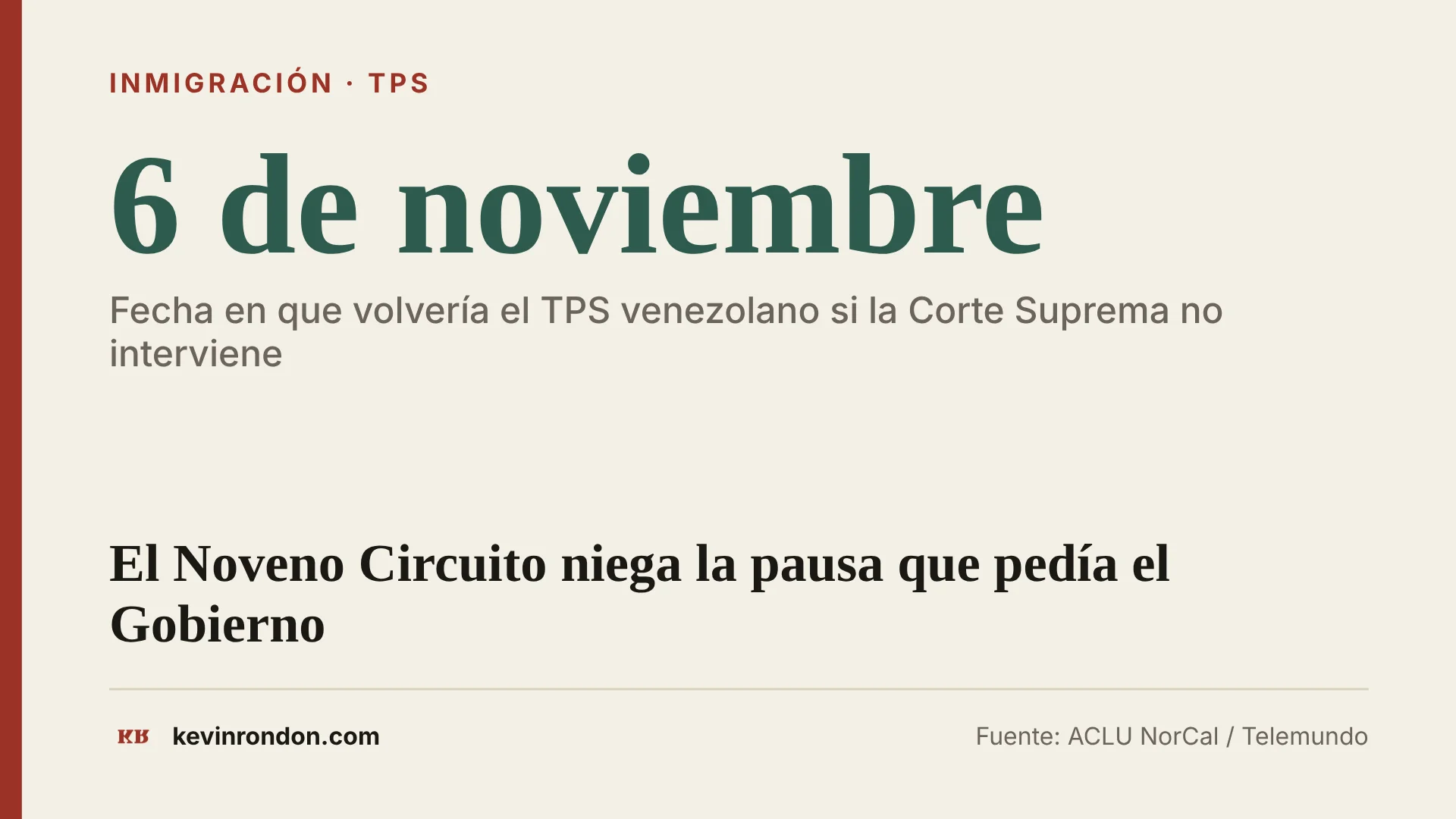 Tarjeta: el TPS venezolano podría restablecerse el 6 de noviembre si la Corte Suprema no interviene
